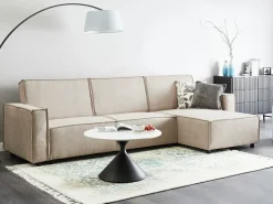 Divano letto angolare 3 posti ROMEDAL II Tessuto Beige Lato Sinistro