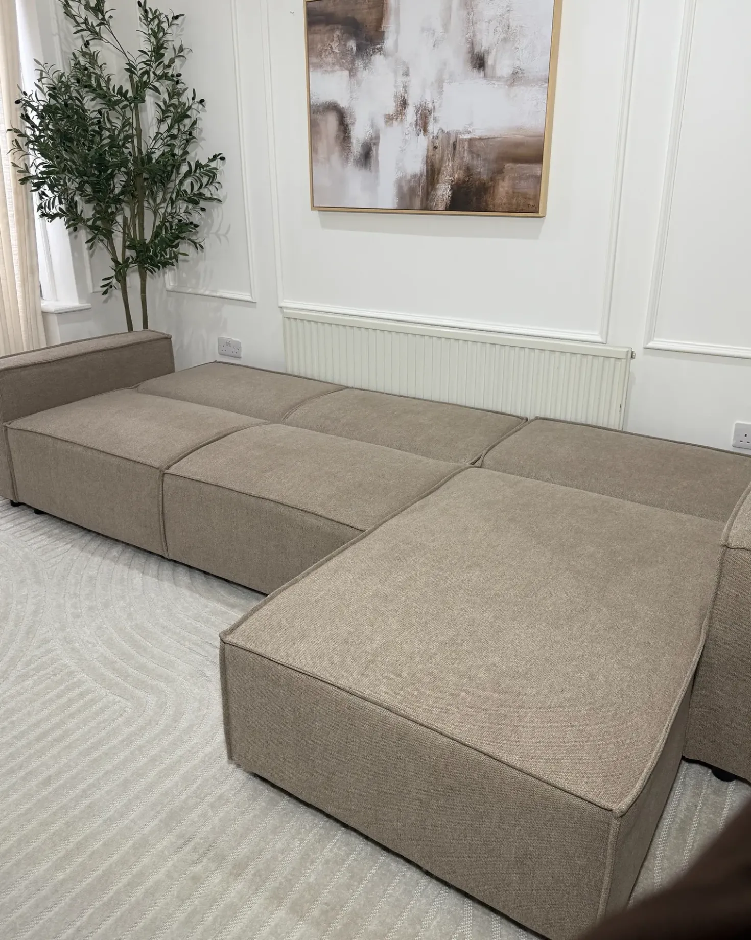 Divano letto angolare 3 posti ROMEDAL II Tessuto Beige Lato Sinistro