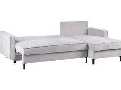 Divano letto angolare 3 posti TEJN Tessuto Grigio chiaro con contenitore Lato Sinistro