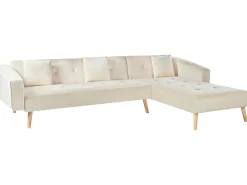 Divano letto angolare 4 posti VADSO Velluto Beige chiaro Lato Sinistro