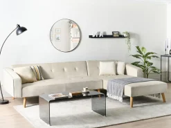 Divano letto angolare 4 posti VADSO Velluto Beige chiaro Lato Sinistro