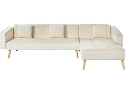 Divano letto angolare 4 posti VADSO Velluto Beige chiaro Lato Sinistro