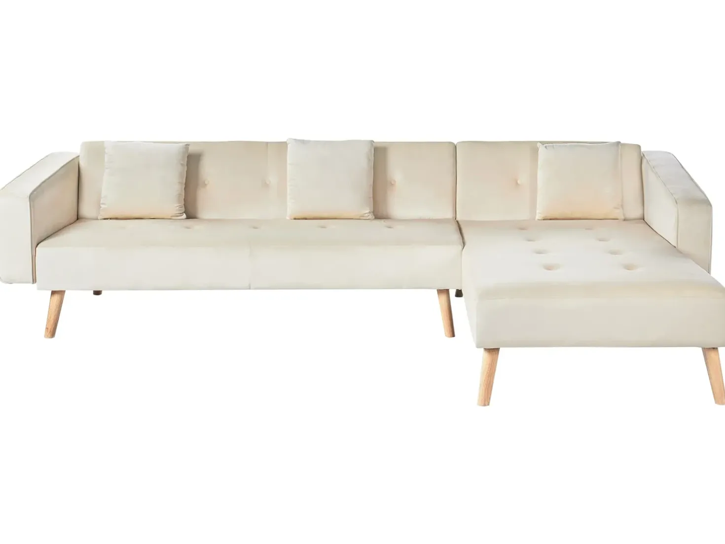 Divano letto angolare 4 posti VADSO Velluto Beige chiaro Lato Sinistro