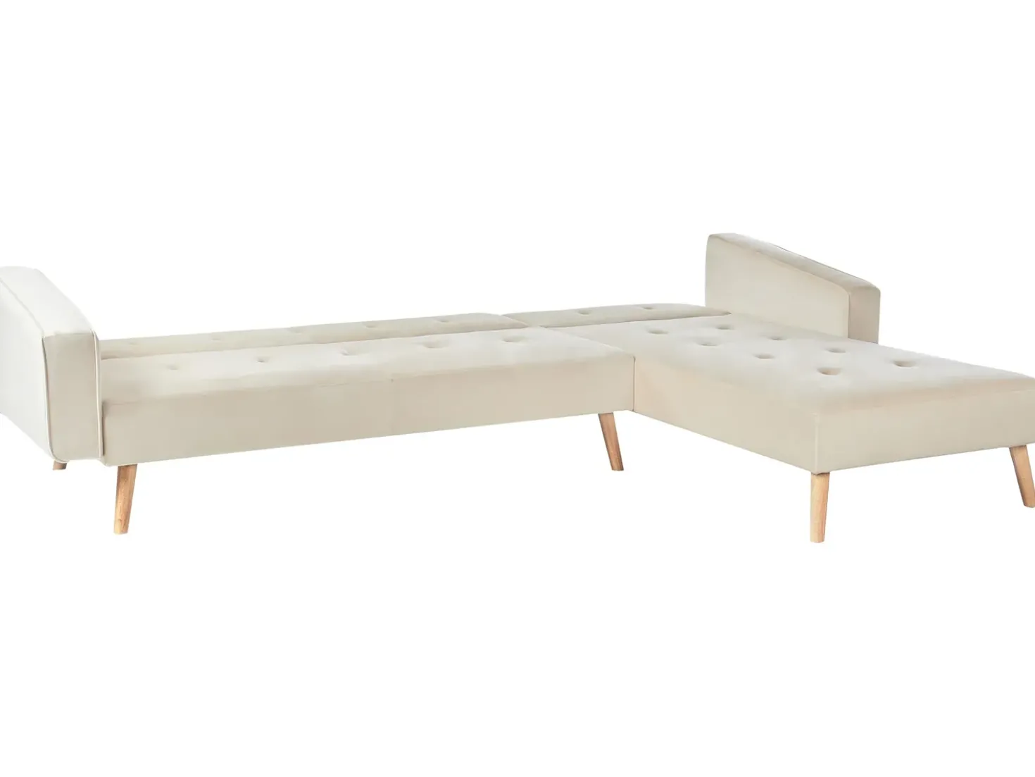Divano letto angolare 4 posti VADSO Velluto Beige chiaro Lato Sinistro