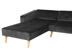 Divano letto angolare 4 posti VADSO Velluto Nero Lato destro