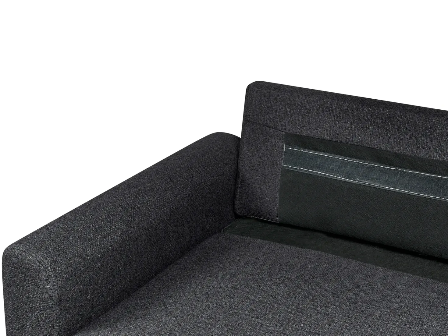 Divano letto angolare 3 posti NASSJO Lino sintetico Nero Lato destro