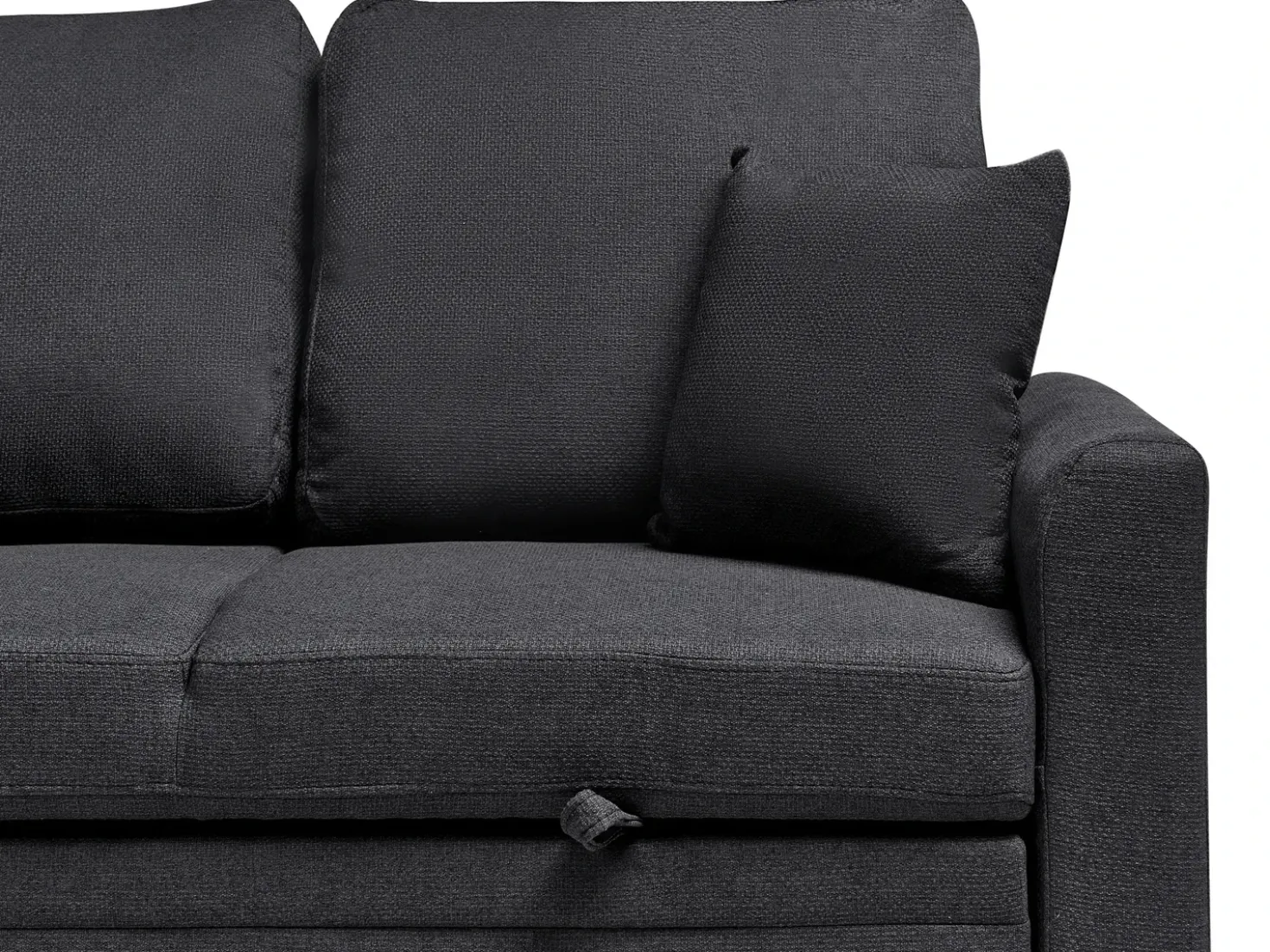 Divano letto angolare 3 posti NASSJO Lino sintetico Nero Lato destro