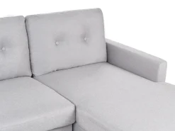 Divano letto angolare 4 posti FLAKK Tessuto Grigio chiaro con contenitore Lato Sinistro