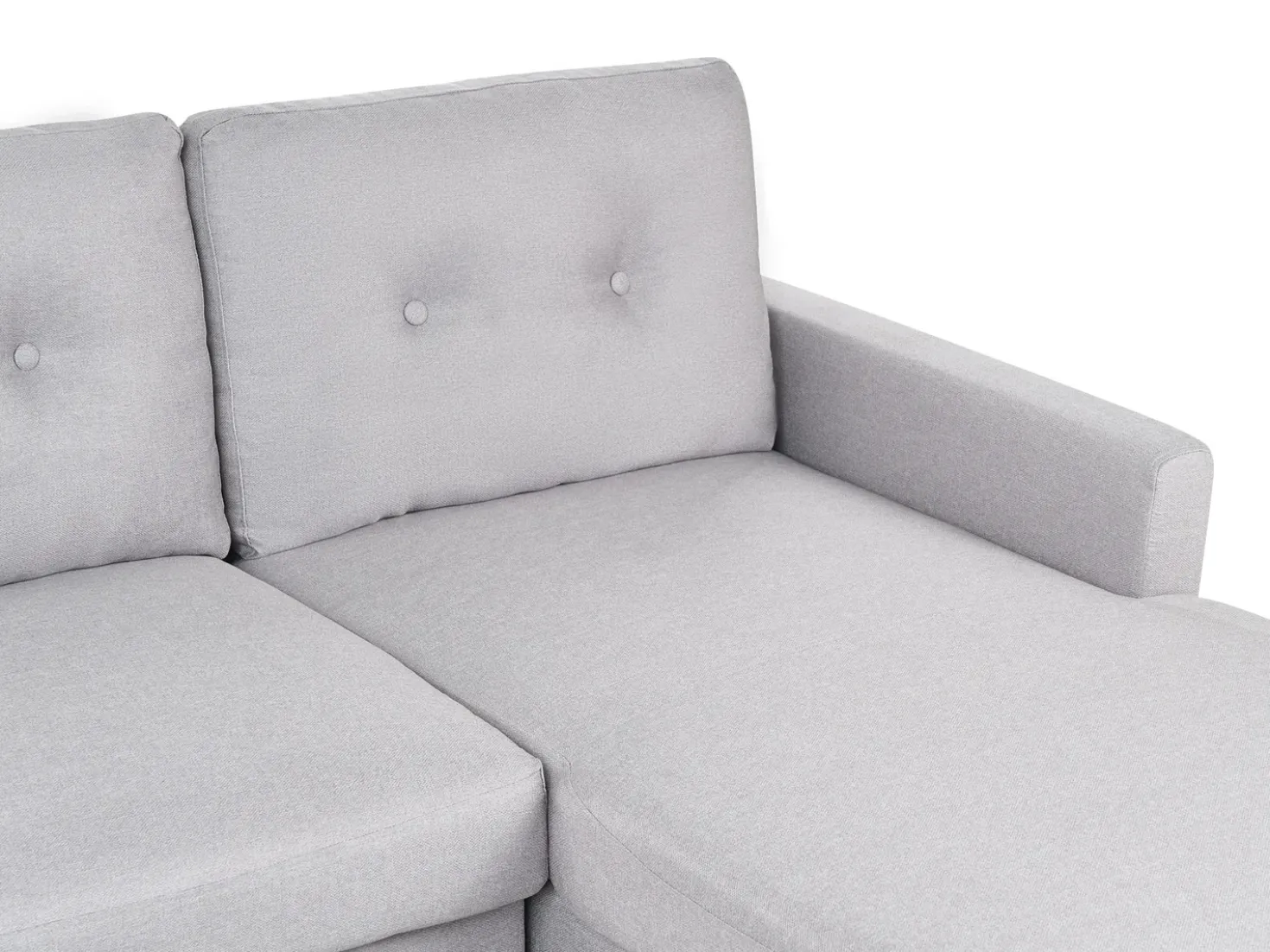 Divano letto angolare 4 posti FLAKK Tessuto Grigio chiaro con contenitore Lato Sinistro