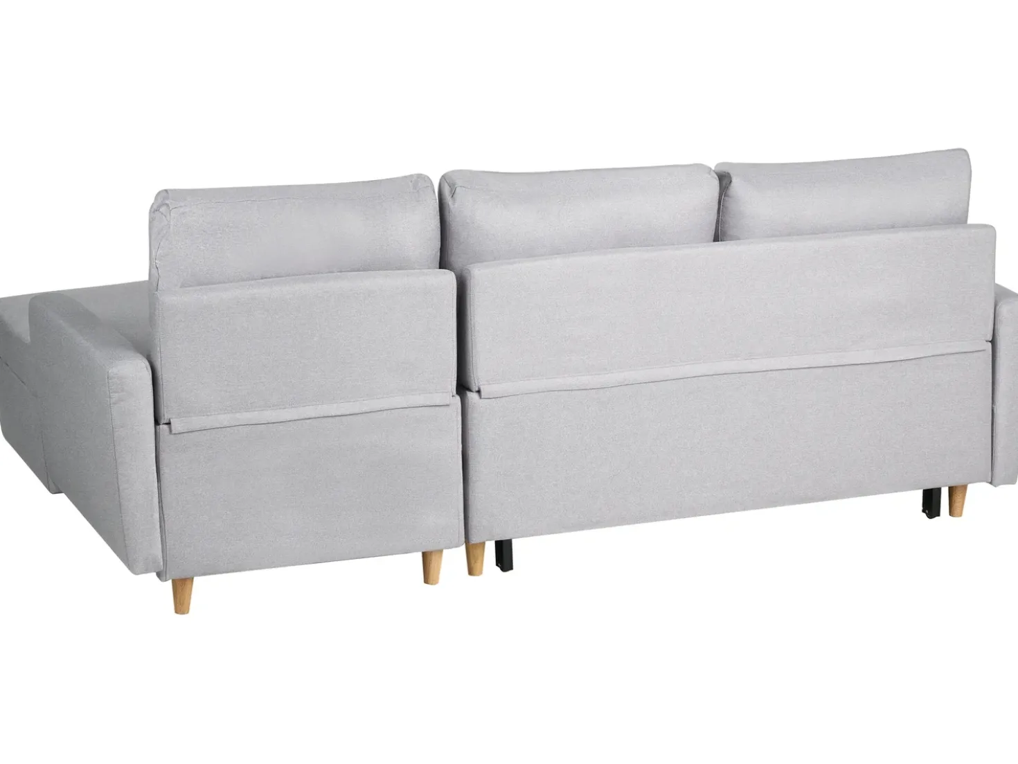 Divano letto angolare 4 posti FLAKK Tessuto Grigio chiaro con contenitore Lato Sinistro