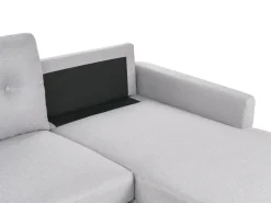 Divano letto angolare 4 posti FLAKK Tessuto Grigio chiaro con contenitore Lato Sinistro