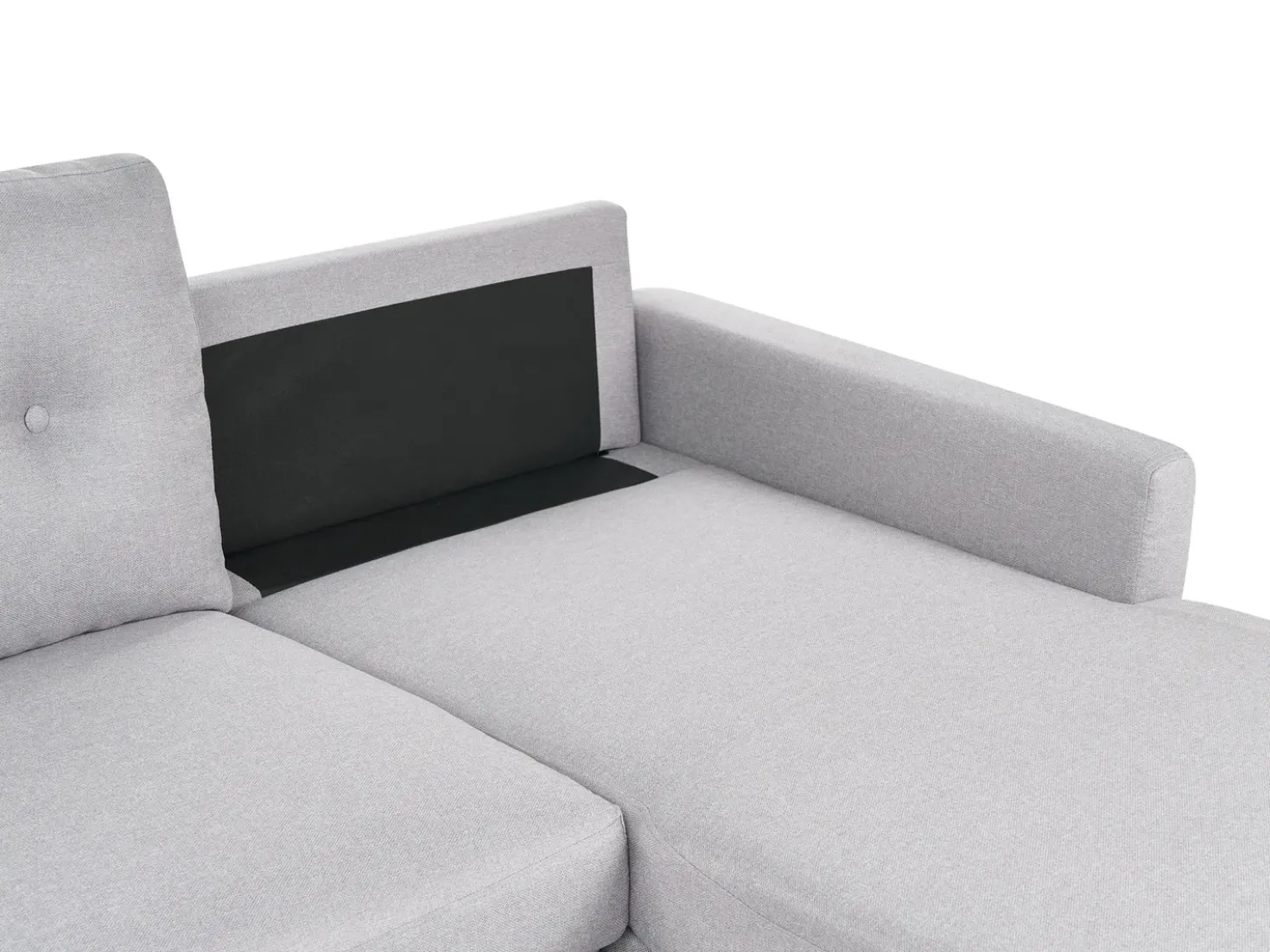 Divano letto angolare 4 posti FLAKK Tessuto Grigio chiaro con contenitore Lato Sinistro