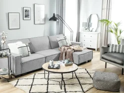 Divano letto angolare 3 posti ROMEDAL Tessuto Grigio chiaro Lato Sinistro