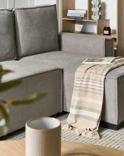 Divano letto angolare 3 posti EDANE Tessuto Grigio con contenitore Lato Sinistro