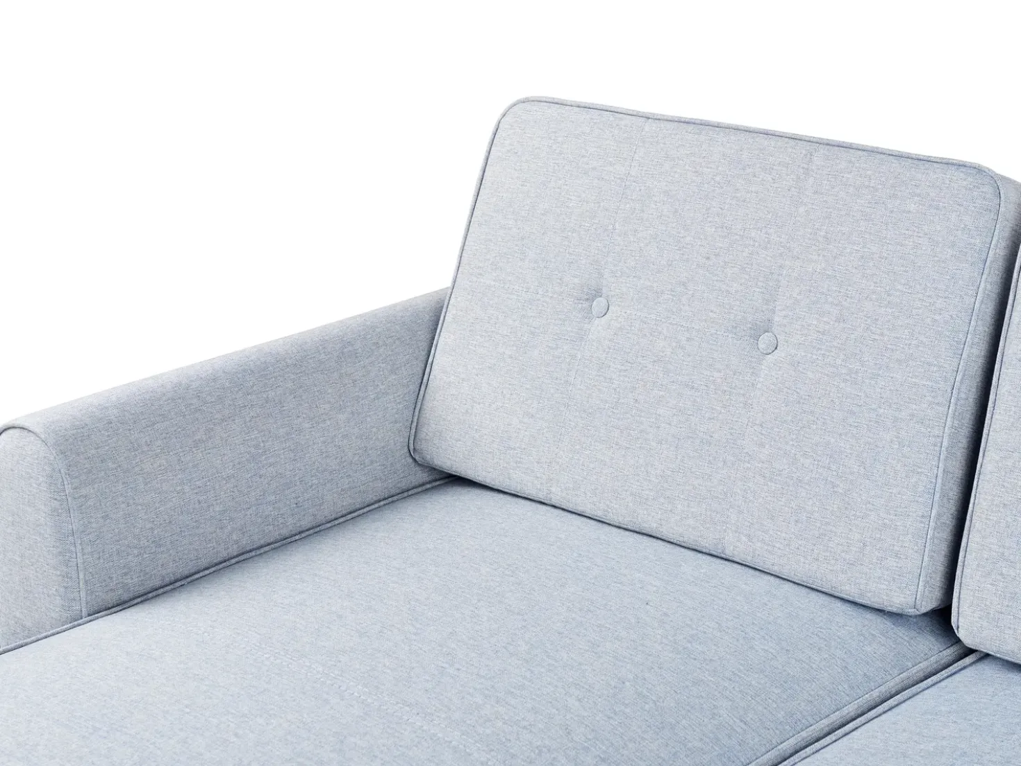 Divano letto angolare 3 posti SIMRIS Tessuto Azzurro con contenitore Lato destro