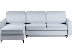 Divano letto angolare 3 posti SIMRIS Tessuto Azzurro con contenitore Lato destro
