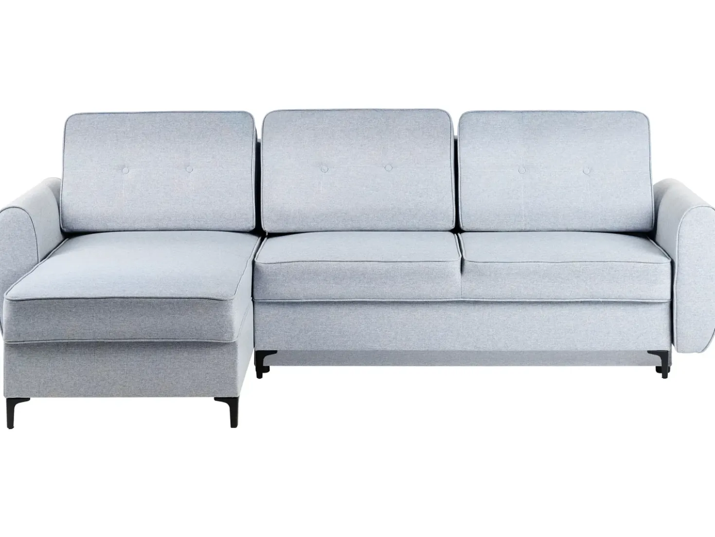 Divano letto angolare 3 posti SIMRIS Tessuto Azzurro con contenitore Lato destro