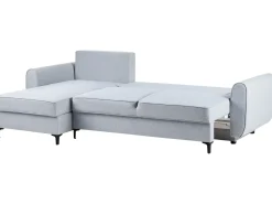 Divano letto angolare 3 posti SIMRIS Tessuto Azzurro con contenitore Lato destro