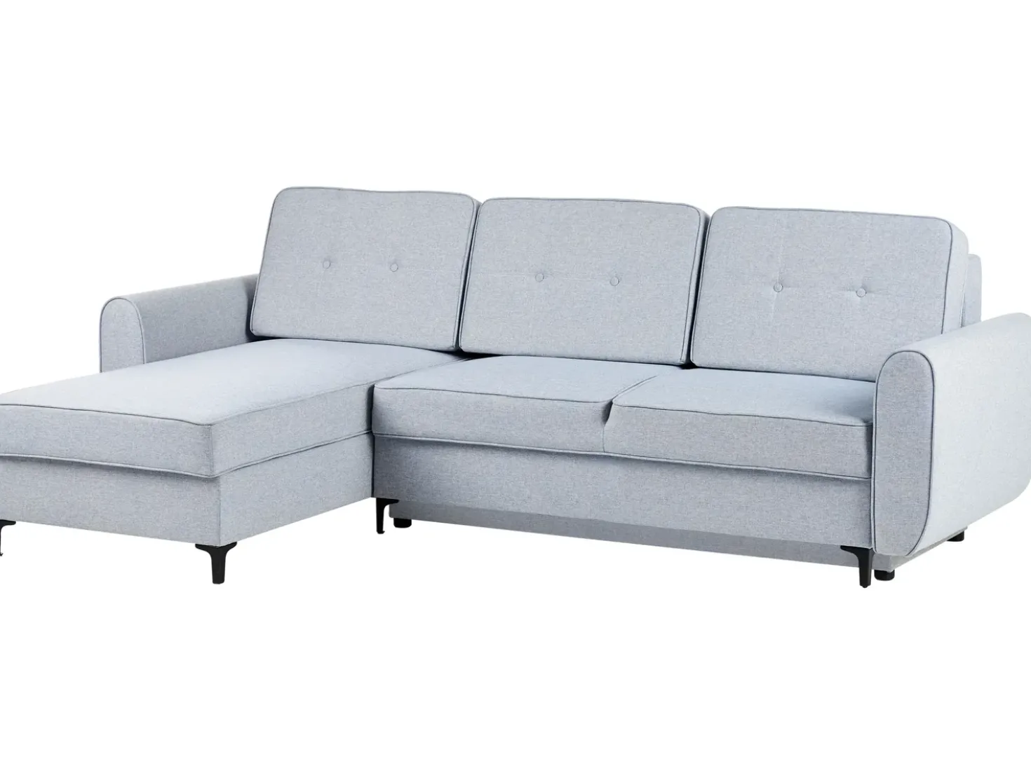 Divano letto angolare 3 posti SIMRIS Tessuto Azzurro con contenitore Lato destro