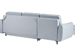 Divano letto angolare 3 posti SIMRIS Tessuto Azzurro con contenitore Lato destro