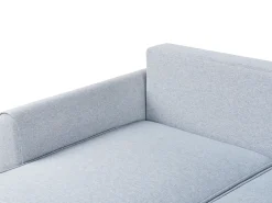 Divano letto angolare 3 posti SIMRIS Tessuto Azzurro con contenitore Lato destro
