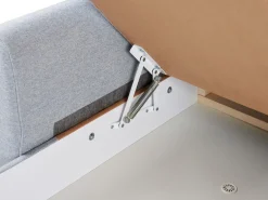 Divano letto angolare 3 posti SIMRIS Tessuto Azzurro con contenitore Lato destro