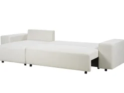 Divano letto angolare 3 posti LUSPA Tessuto Beige chiaro con contenitore Lato destro