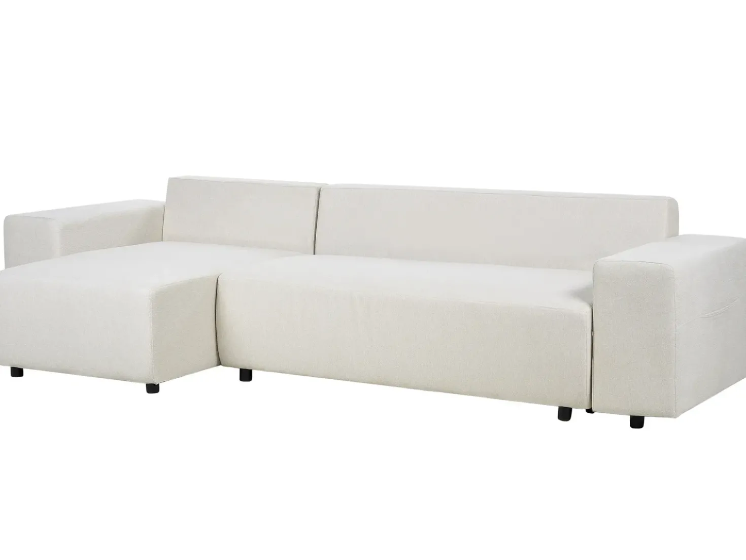 Divano letto angolare 3 posti LUSPA Tessuto Beige chiaro con contenitore Lato destro