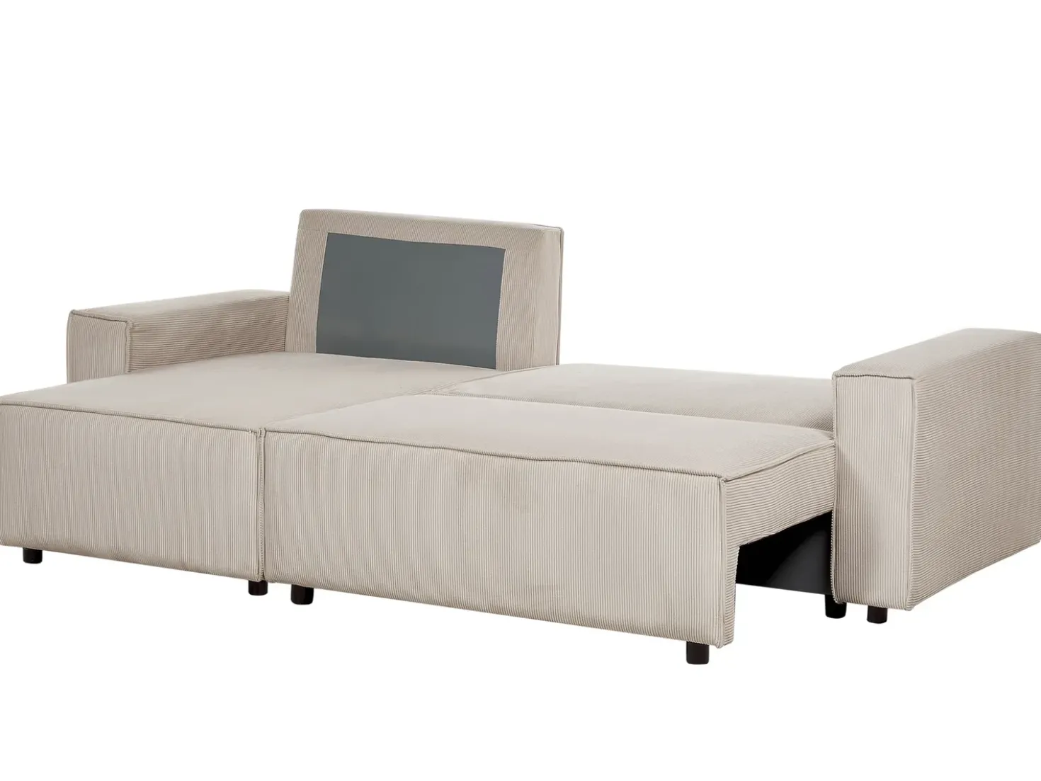 Divano letto angolare 3 posti ABACKA Velluto a coste Beige Lato destro