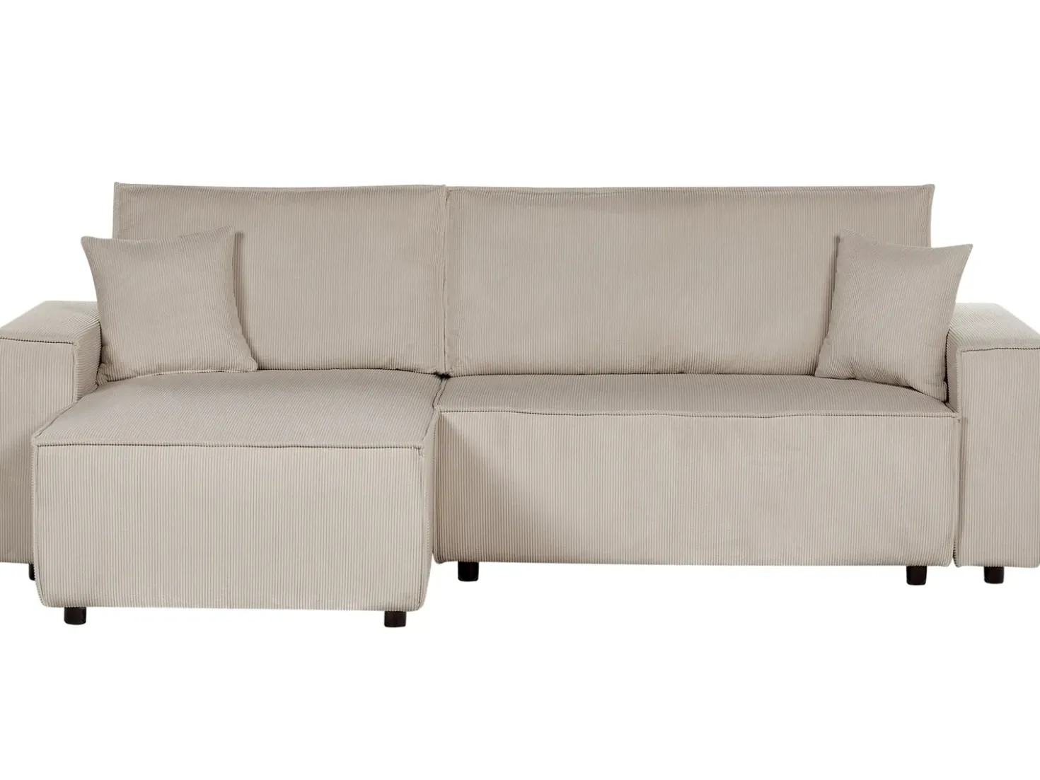 Divano letto angolare 3 posti ABACKA Velluto a coste Beige Lato destro