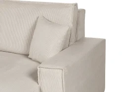 Divano letto angolare 3 posti ABACKA Velluto a coste Beige Lato destro