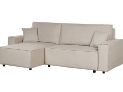 Divano letto angolare 3 posti ABACKA Velluto a coste Beige Lato destro