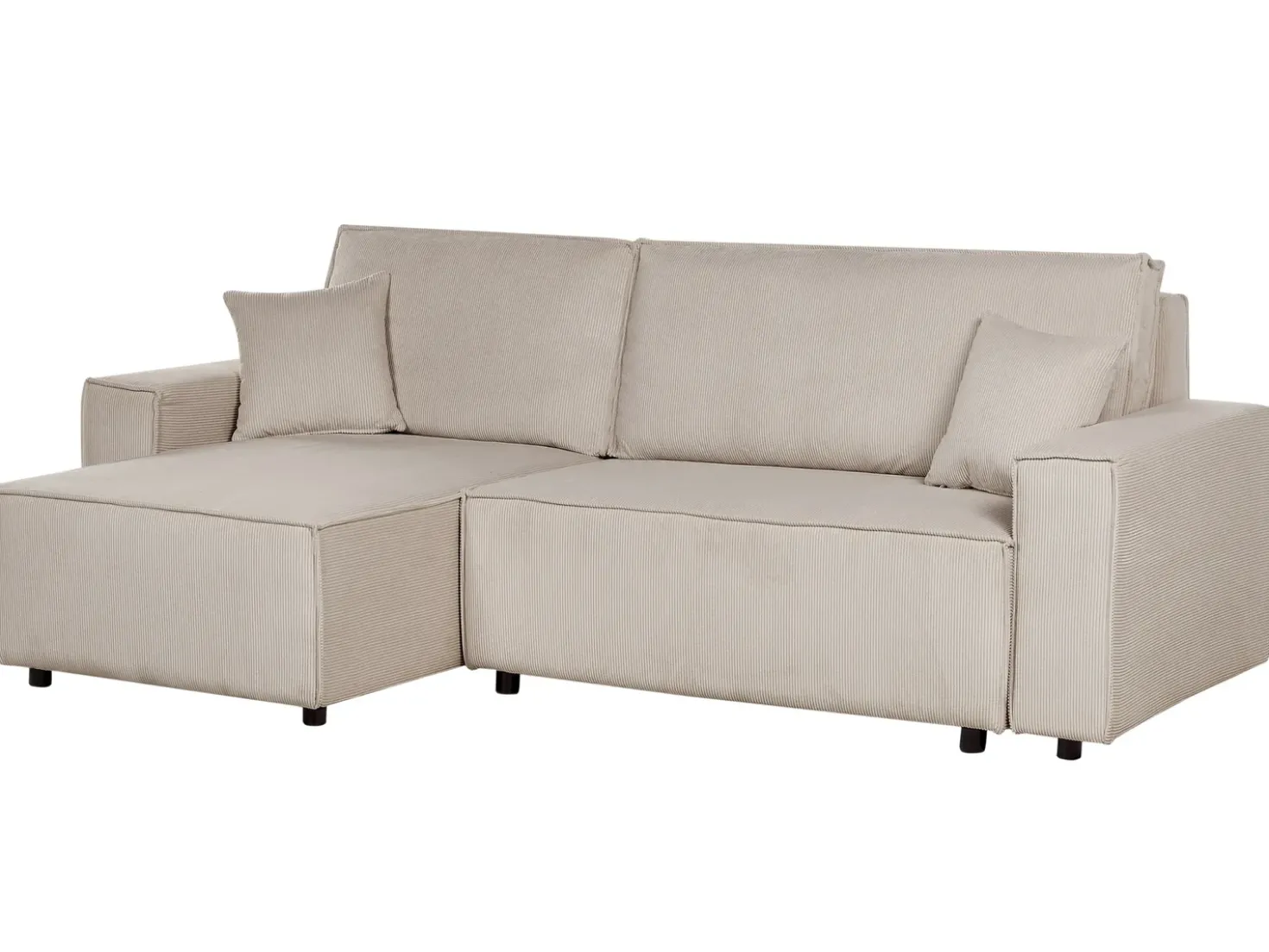 Divano letto angolare 3 posti ABACKA Velluto a coste Beige Lato destro