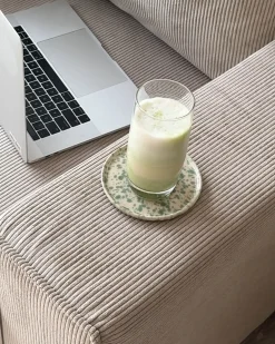 Divano letto angolare 3 posti ABACKA Velluto a coste Beige Lato destro