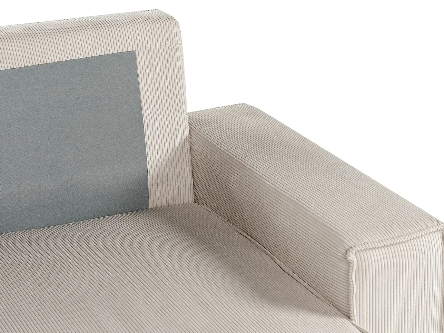 Divano letto angolare 3 posti ABACKA Velluto a coste Beige Lato destro