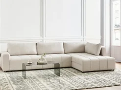 Divano letto angolare 4 posti INNVIK Tessuto Beige chiaro con contenitore Lato Sinistro
