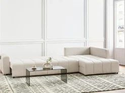 Divano letto angolare 4 posti INNVIK Tessuto Beige chiaro con contenitore Lato Sinistro