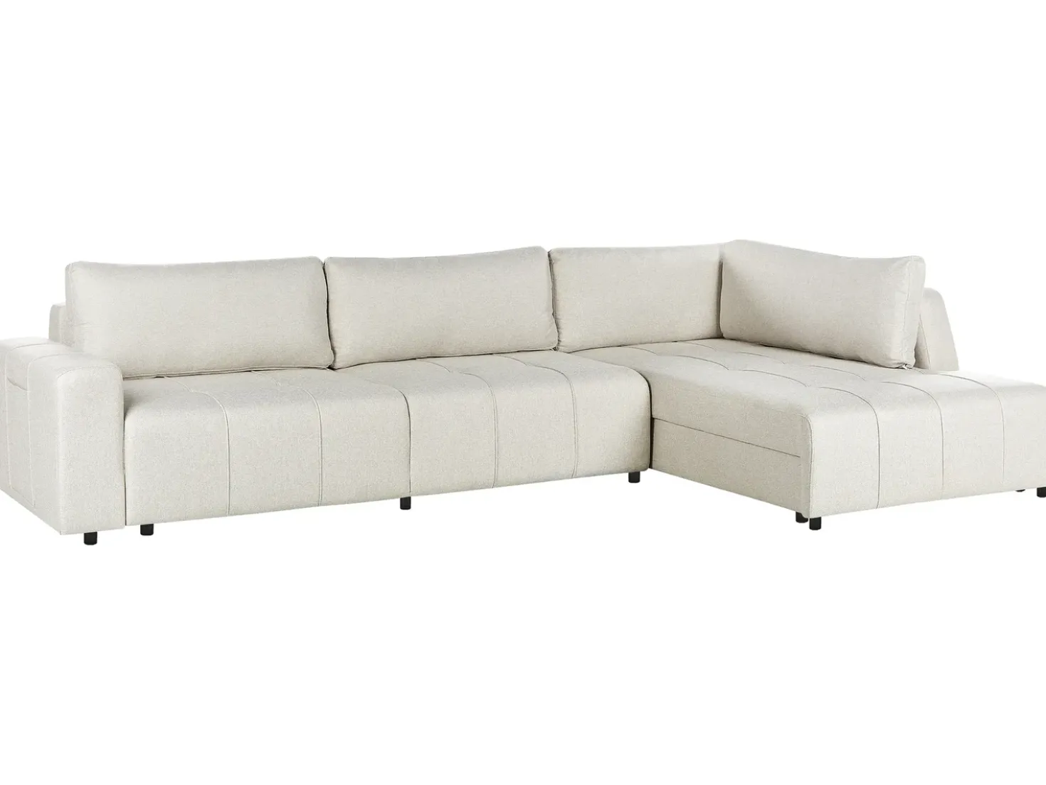 Divano letto angolare 4 posti INNVIK Tessuto Beige chiaro con contenitore Lato Sinistro