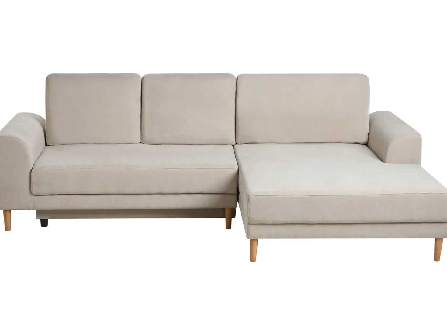 Divano letto angolare 3 posti NUBORG Ciniglia Beige chiaro Lato Sinistro