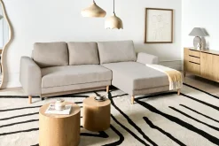 Divano letto angolare 3 posti NUBORG Ciniglia Beige chiaro Lato Sinistro
