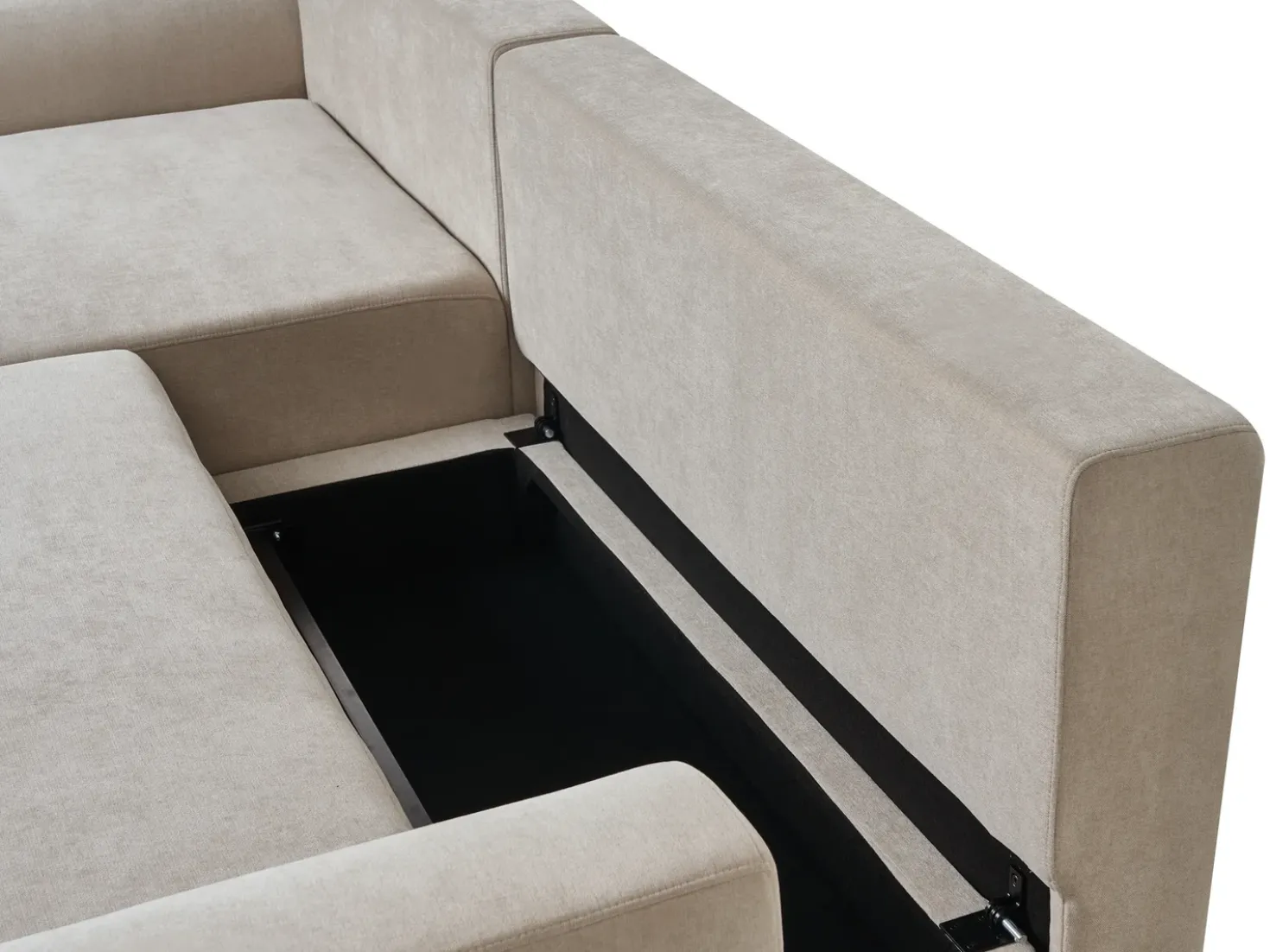 Divano letto angolare 3 posti NUBORG Ciniglia Beige chiaro Lato Sinistro