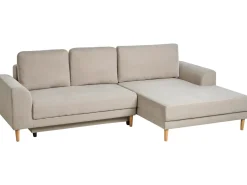 Divano letto angolare 3 posti NUBORG Ciniglia Beige chiaro Lato Sinistro