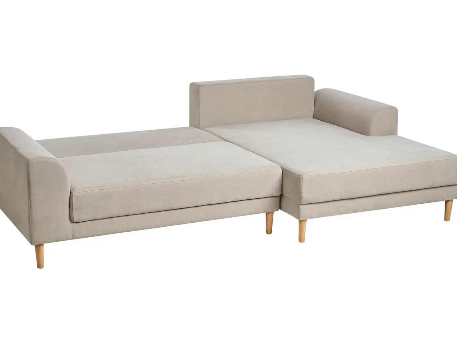 Divano letto angolare 3 posti NUBORG Ciniglia Beige chiaro Lato Sinistro