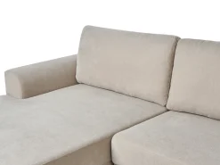 Divano letto angolare 3 posti NUBORG Ciniglia Beige chiaro Lato Sinistro
