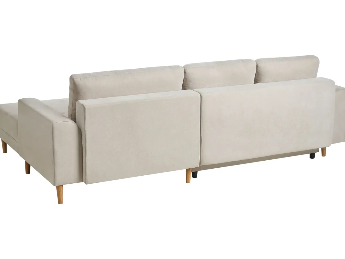 Divano letto angolare 3 posti NUBORG Ciniglia Beige chiaro Lato Sinistro