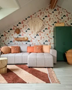 Divano letto angolare 3 posti INNVIK Tessuto Marrone chiaro con contenitore Lato destro