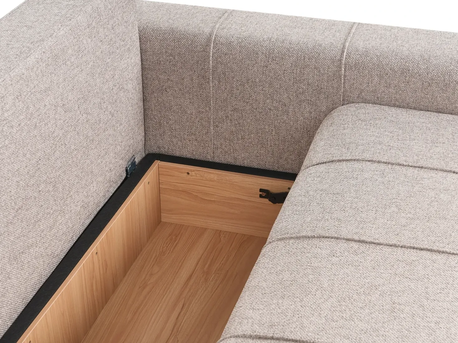 Divano letto angolare 3 posti INNVIK Tessuto Marrone chiaro con contenitore Lato destro