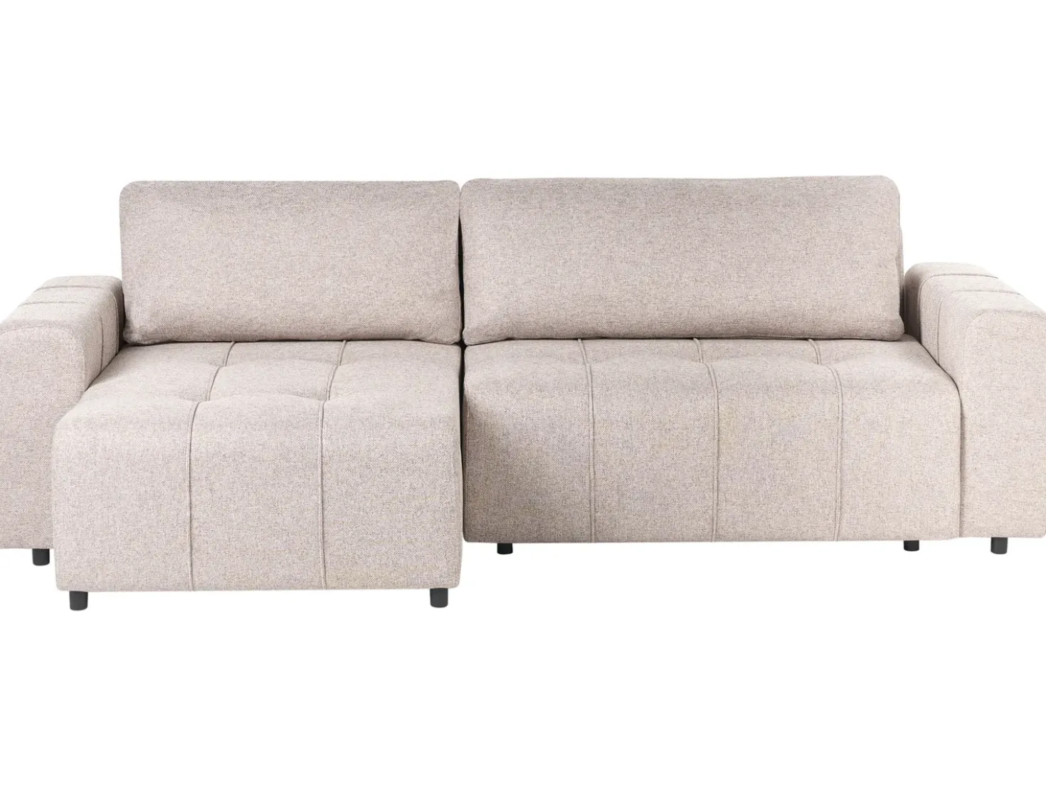 Divano letto angolare 3 posti INNVIK Tessuto Marrone chiaro con contenitore Lato destro