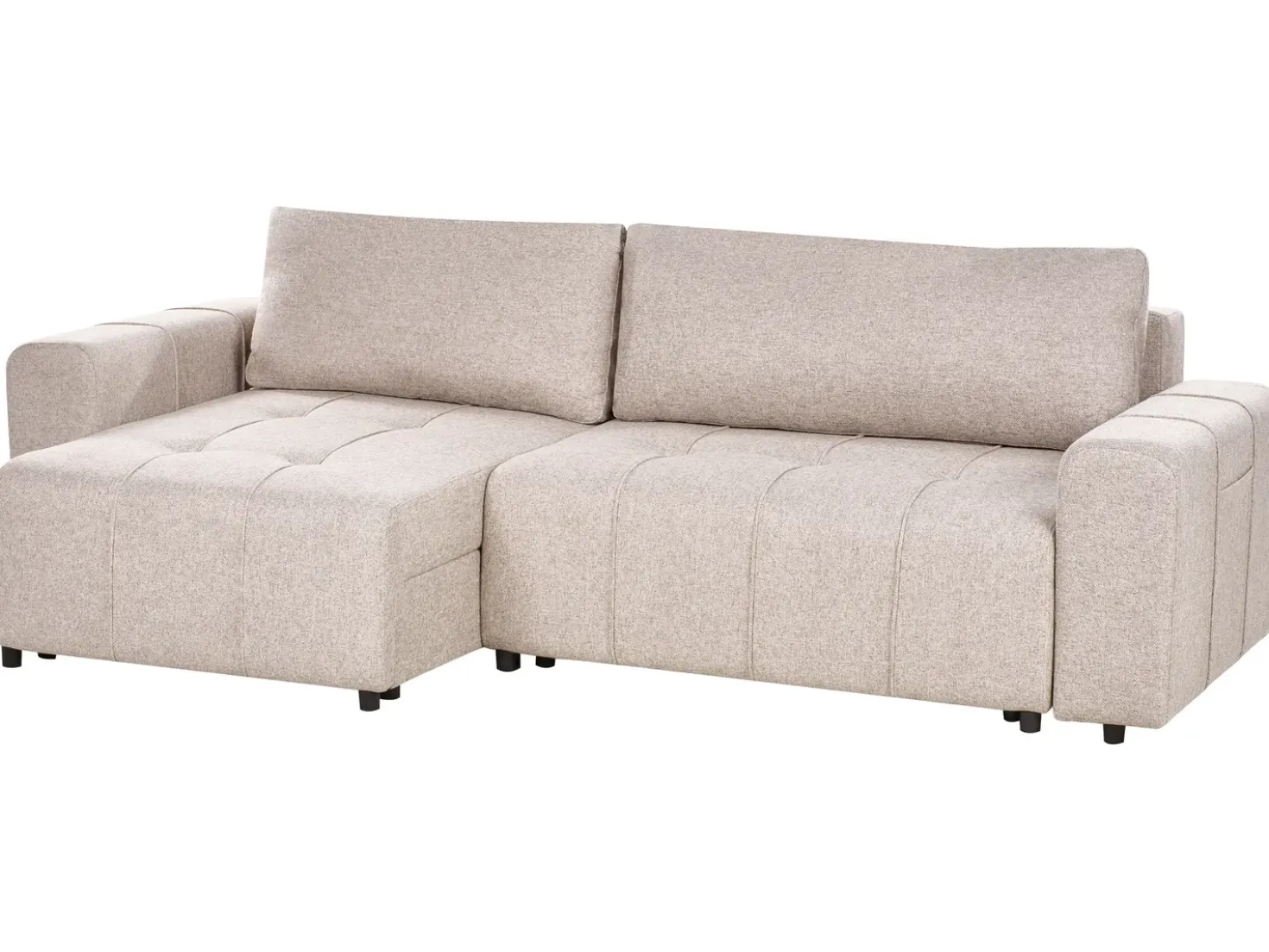 Divano letto angolare 3 posti INNVIK Tessuto Marrone chiaro con contenitore Lato destro