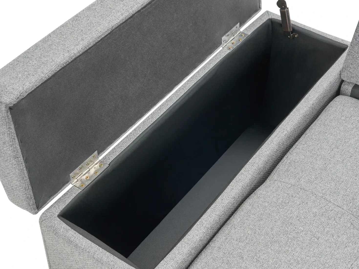 Divano letto angolare 3 posti HRISEY Lino sintetico Grigio con contenitore Lato Sinistro